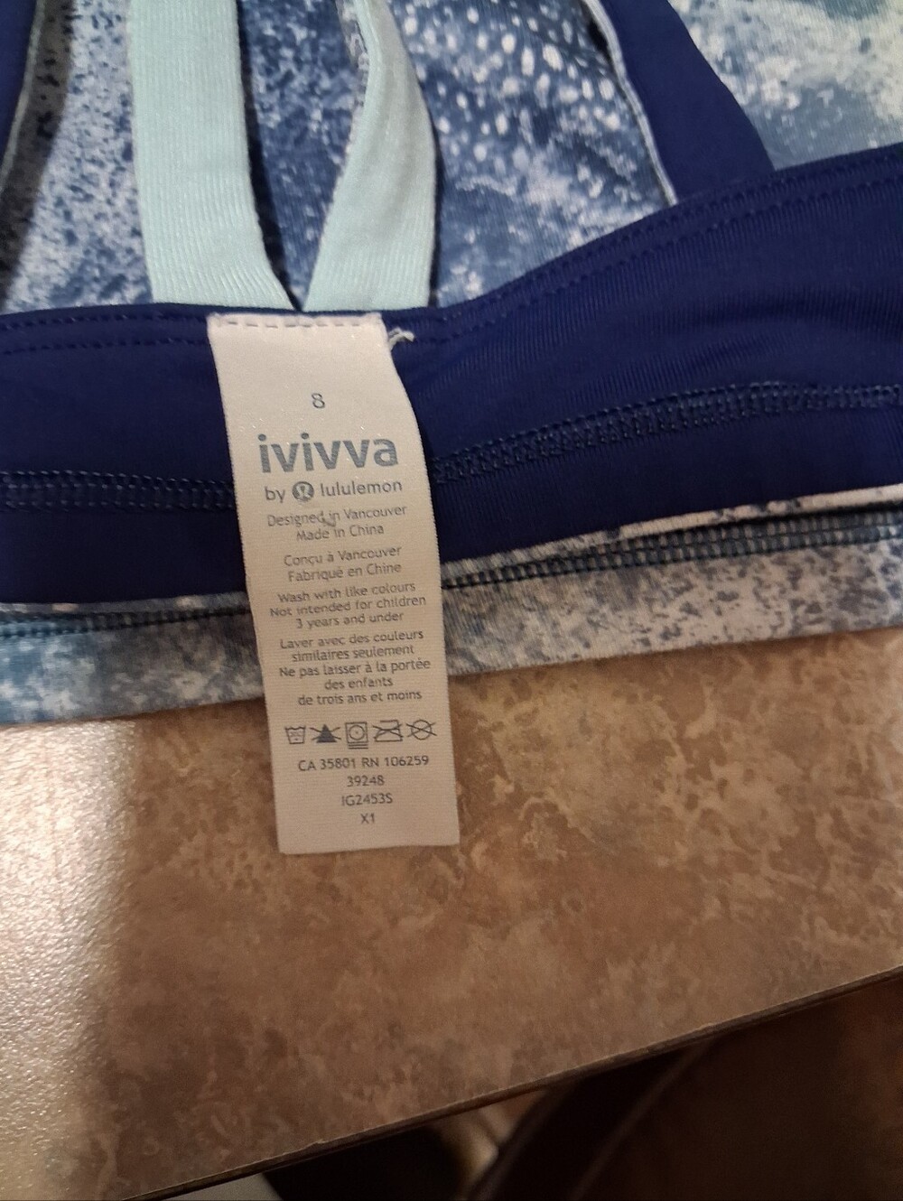 Ivivva Blue Patterned Crossback Sports Bra - Picture 3 of 6